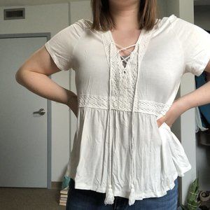 AE Tie and Lace Soft and Sexy Flowy Top
